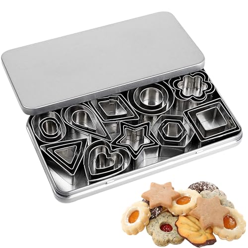 DEVENTORZ クッキー型 30個セット ステンレス製 抜き型 ビスケット金型 クッキーカッター 花形 星形 ハート 収納ケース付き 陶泥 野菜 フルー 製菓道具 キャラ弁キット 家庭用 プロ仕様