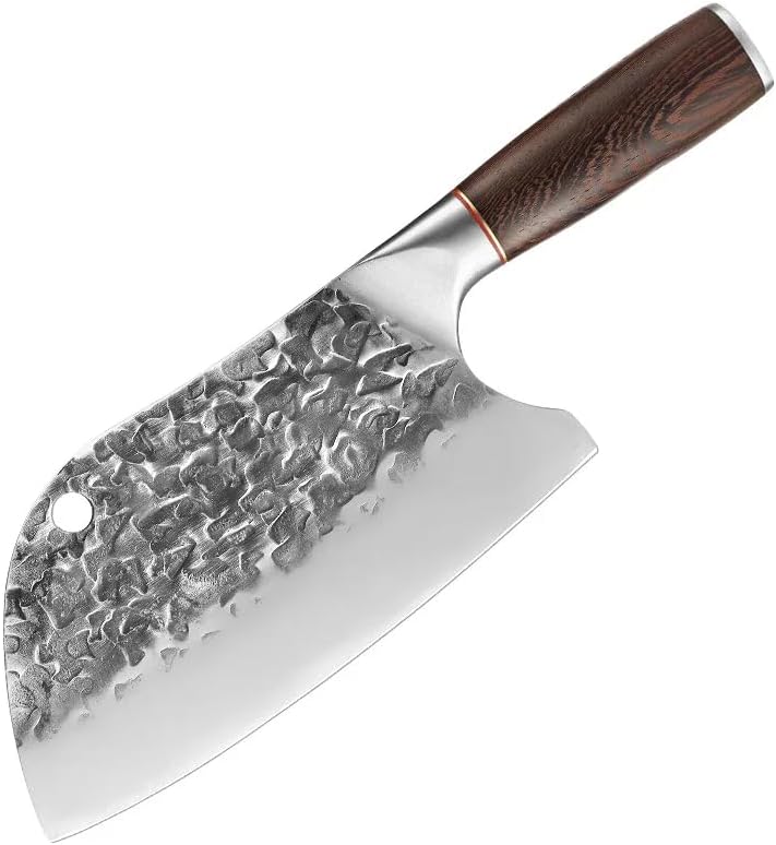 MAYiT Meat Cleaver Knife, 8 Inch 5Cr15MoV Forged Steel Kitchen Knife Super Sharp Knives Kill Fish Cut Vegetables Chopped Ribs Wood Handle, MAYiT5475