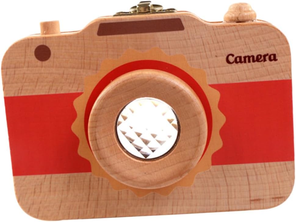 ERINGOGO Wooden Camera Shaped Tooth Box Portable Milk Teeth Organizer and Lanugo Slot for Keepsake Storage Gift for Boys
