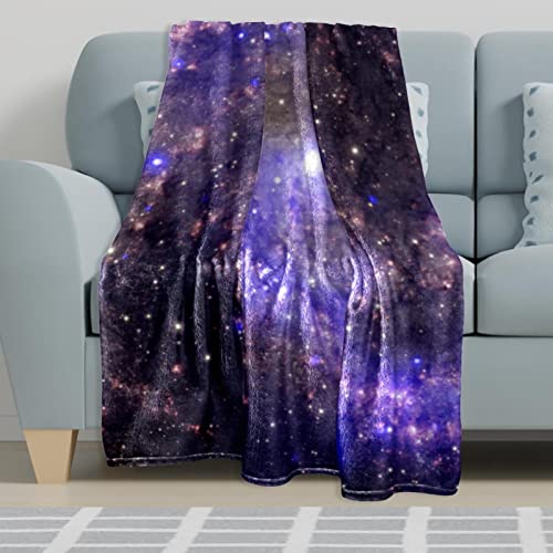 Couverture de lit moelleuse et chaude motif espace pourpre