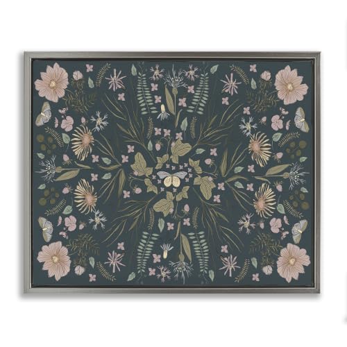 Floral Botanical Butterfly Pattern, 16 x 20 Inch Canvas in Floater Frame