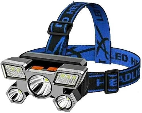 USB Rechargeable Waterproof Portable Long-Range Headlight for Camping Hiking Fishing (BLUE)