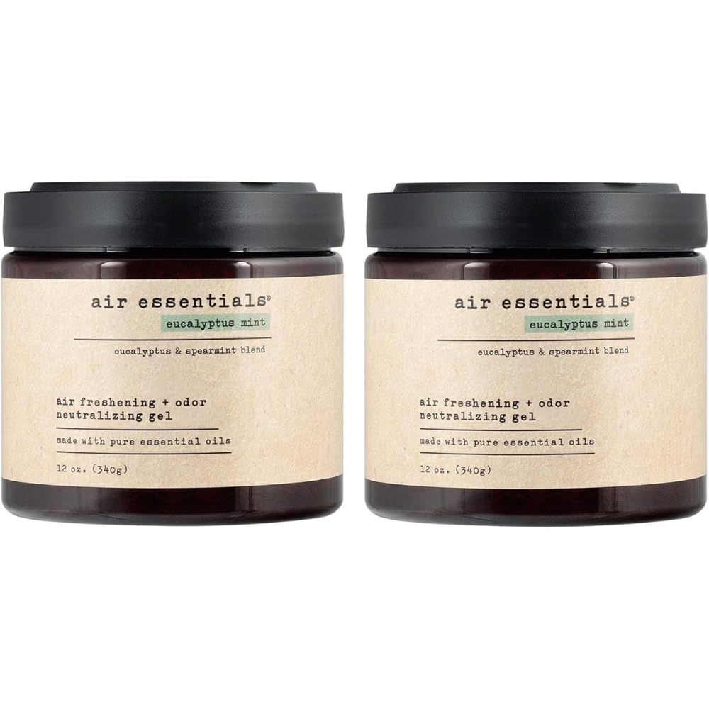 Air Essentials Air Freshener & Odor Neutralizer Gel - 12 oz, Pack of 2 - Odor Eliminator - Made with Pure Essential Oils - Eucalyptus Mint Scent