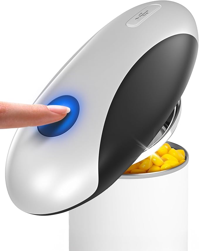 Automatic Electric Can Opener, Hands-Free One-Touch Can Openers with Smooth Edge, Easy-Grip Design & Magnetic Lid Lifter — a Rechargeable Opener for Most Cans and Seniors with Arthritis