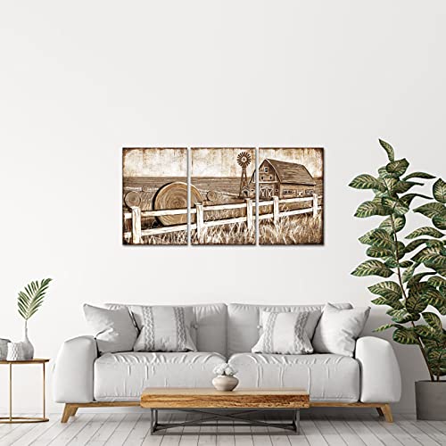 Simiwow Farmhouse Wall Decor Rustic Country Wall Art Farmhouse Old Barn Pictures Framed Art For Living Room Bedroom Farmhouse Decor (16"X24"X3 Panels) #TOP4