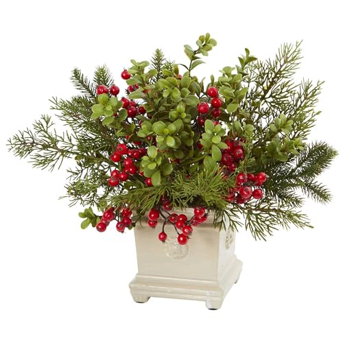 Nearly Natural Holiday Berry and Pine Artificial Arrangement