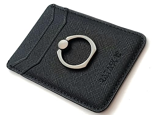 RATASK Mobile Phone Card Holder Stick on with Ring Holder Kick Stand, Mobile Card Holder (Black) - Image 4