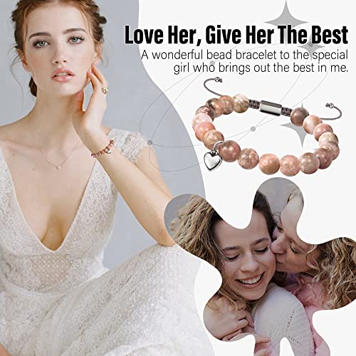 Stocking Stuffers for Teens, Christmas Gifts for Mom from Daughter Beaded Bracelets for Women Teen Girl Gifts Adjustable Charm Link Bead Birthday Graduation Gift for Her Girlfriend Sister