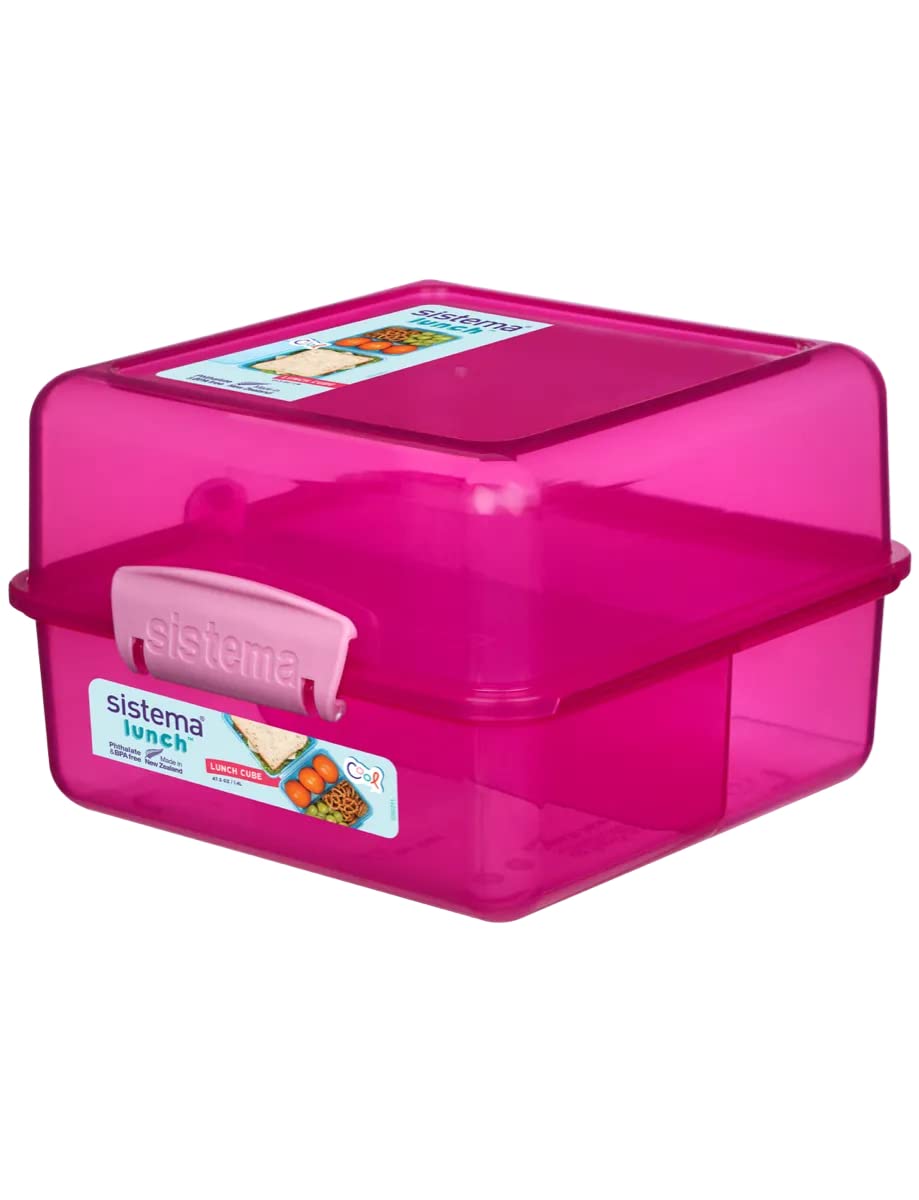 Sistema1.4L Cube Colored Lunch Box Pink, 31735