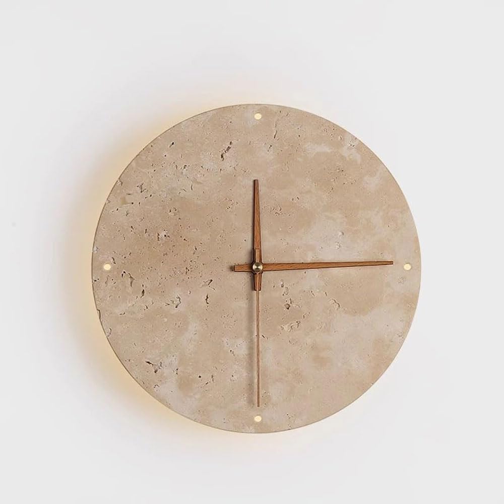 Xybzjp Multicolor Medieval Minimalist Style Led Wall Lamp, Creative Round Wall Light, 11.8In Natural Yellow Travertine Wall Sconce, Corridor Dressing Table Dining Room Decorative Lighting Fixtures
