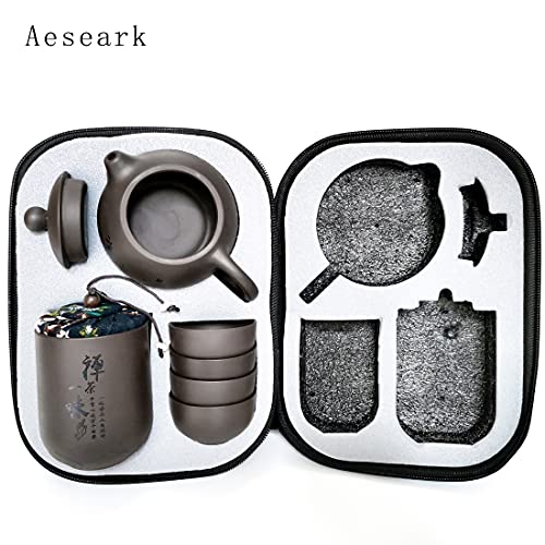 Aeseark Chinese Tea Set – Handmade Portable Purple Clay Tea Set,Gongfu Tea Set,Kung Fu Tea Set thumb #1
