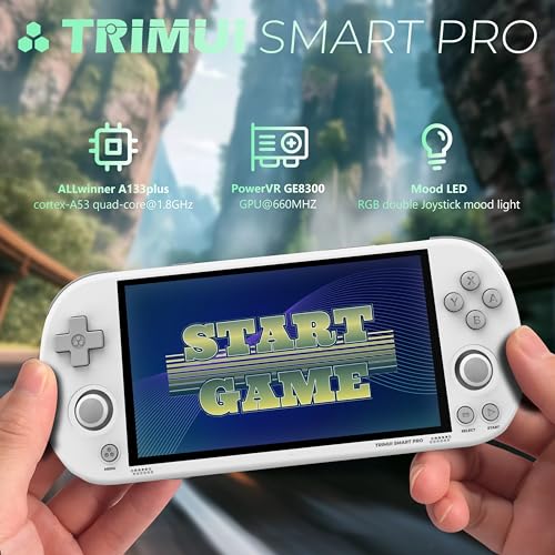 Image of Trimui Smart Pro Handheld Game Console, Retro Hand Held Video Gaming Consoles with 64G /256G TF Card, 5 inch Screen Portable - White 64GB