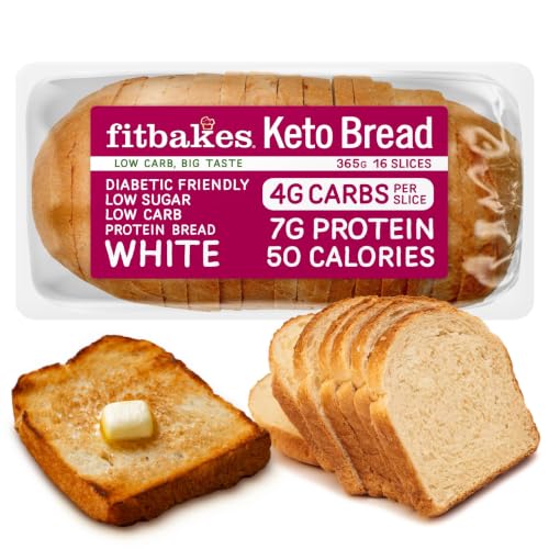 Fit Bakes White Keto Bread 7g Protein Low Carb Bread Loaf Toast 16 slice