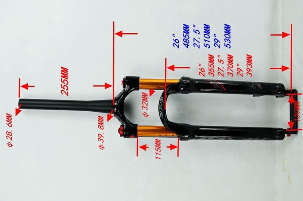 Widelec rowerowy 26/27,5/29 cala 100 mm podróżny MTB Air 1-1/5.1 cm zwężana rura ręczna/zdalna blokada przedni rower QR 9 mm (kolor: matowy czarny pilot, rozmiar 66 cm)