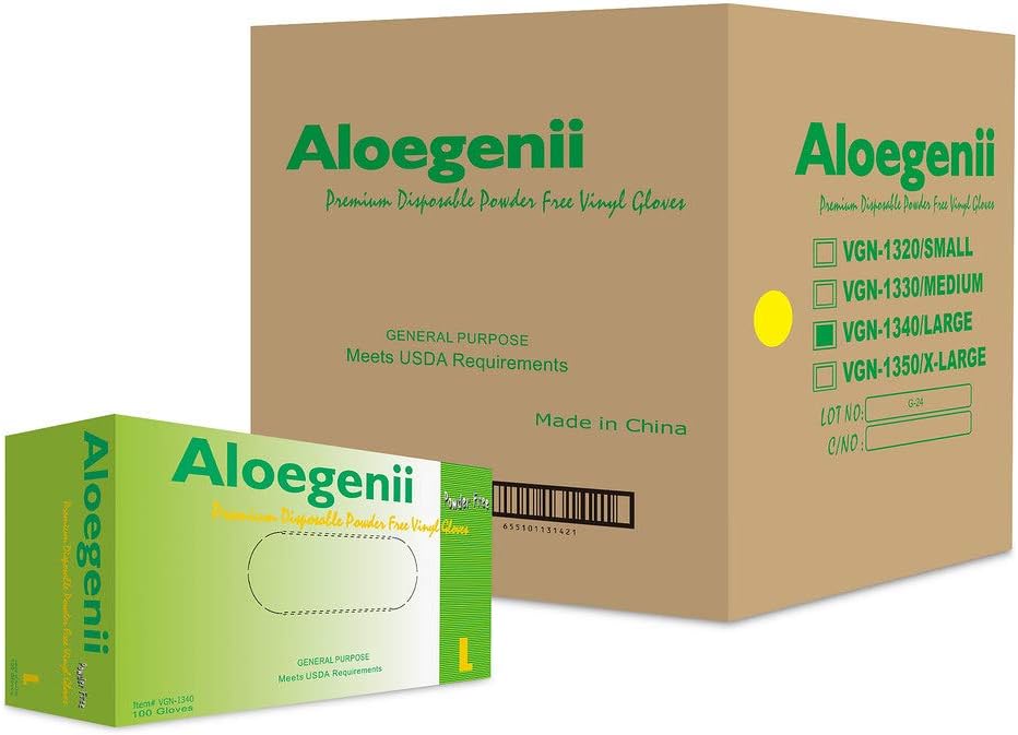Vinyl Disposable Gloves, Free of Latex & Powder, Medium Weight 4 mil, Green, Housework, Cleaning