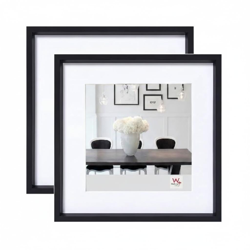 walther design Bilderrahmen schwarz 40x40 cm 2er Pack Steel Style Kunststoffrahmen ES440BD