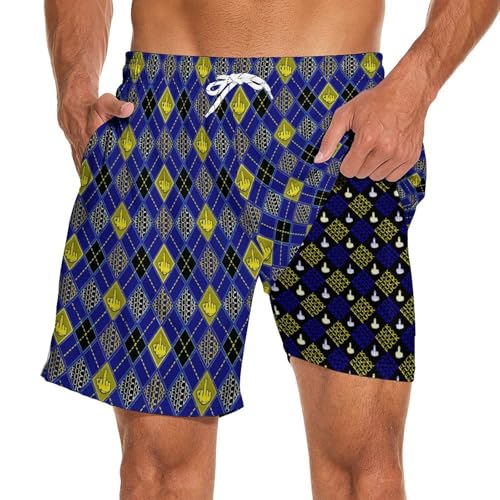 Swim Trunks with Compression Liner for Men 7 Inch Inseam Beach Shorts Quick-Dry 2 in 1 Board Shorts with Pocket