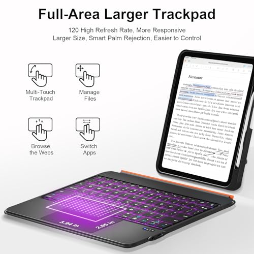 Image of iPad Keyboard Case for Air 13 inch (M4 /M3 /M2, 2026 /2025 /2024), Pro 12.9 6 /5 /4 /3rd Gen, Magnetic Detachable Bluetooth Keyboard, Multi-Touch Trackpad, 360 Adjustable Stand, Backlit, Pencil Holder(Black)