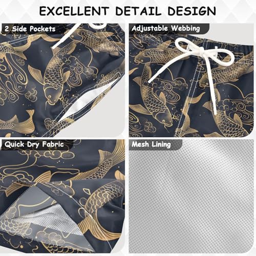 ALAZA Golden Fish Cloud Boys Quick Dry Beach Board Shorts Kids Swim Trunks Bathing Suit Swimsuit3