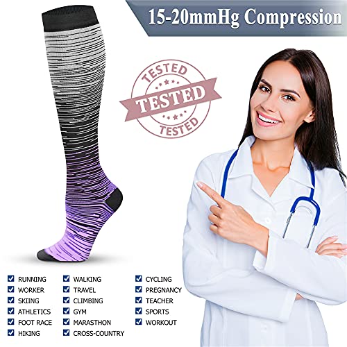 Image of QUXIANG Copper Compression Socks for Women & Men Circulation (8 Pairs) - Best for Running Athletic Cycling - 15-20 mmHg