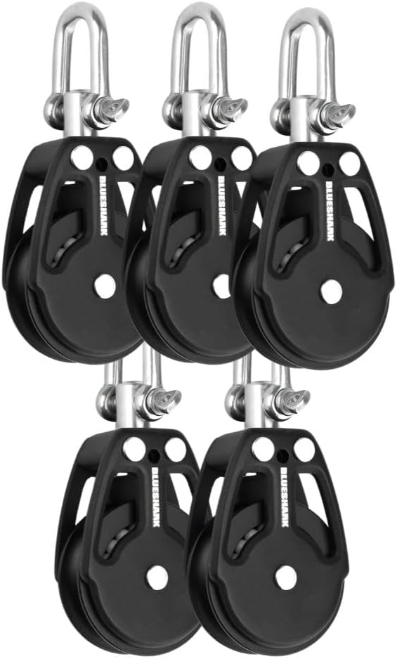 Blue Shark 2250-38mm Single Swivel Block - Max Line: 3/8” (10 mm), Safe Working Load (SWL): 900 lbs, Breaking Load: 2200 lbs (5-Pack)