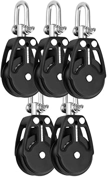 Blue Shark 2250-38mm Single Swivel Block - Max Line 3/8 10 mm, Safe Working Load SWL 900 lbs, Breaking Load 2200 lbs 5-Pack