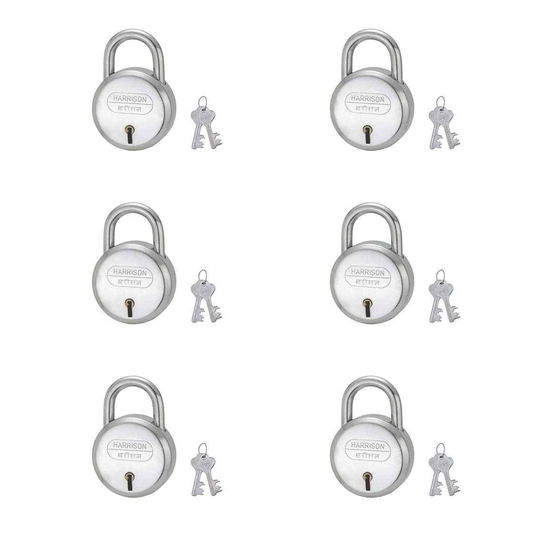 Harrison J-6/BCP-0447_PK 2 4 Levers Padlock With 2 Keys (Silver, Steel Finish) — Amazon image 8