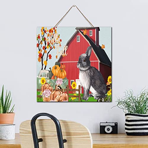 Panneau en bois Hello Fall citation Thanksgiving citrouille extérieur - 5