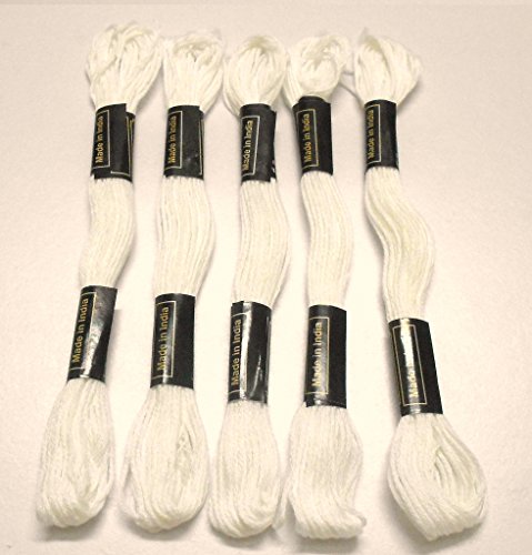 Image of Goelx Skein Embroidery Thread Floss /Jewelry Making Craft Thread Pack of 25 Skeins - White