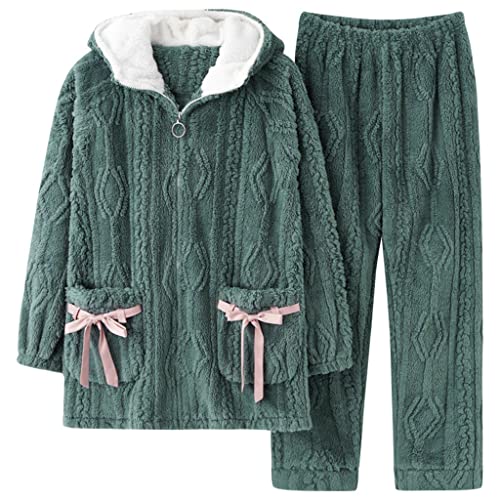 Pyjama d'hiver pour femme ZXLIHS avec chemise de nuit à capuche verte M