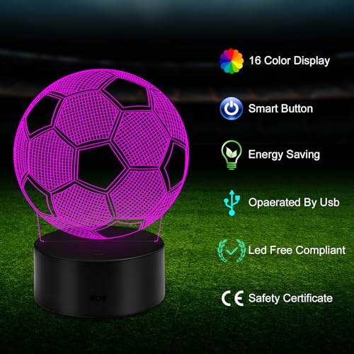 Lámpara 3D de ilusión óptica fútbol con control remoto miniatura 2