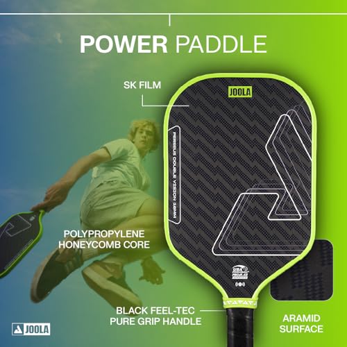 Image of JOOLA Double Vision 16mm Pickleball Paddle - Signature and Standard Shape - Aramid Surface for Softer Responsive Touch - SK Film for Reduce Vibration - USAP Approved - NFC Chip Enabled