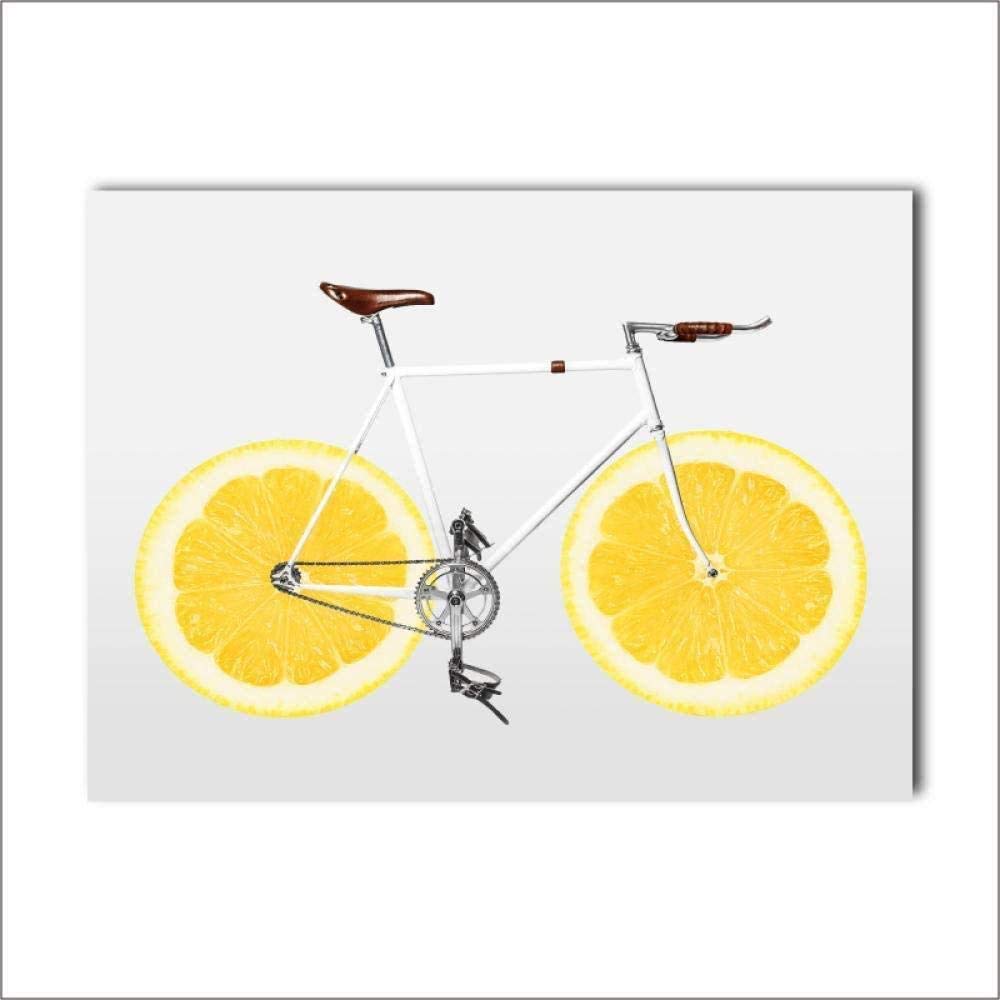 okuya Canvas print Posters&Prints Cycling Art Decor Posters and Prints Bicycle Lemon Wall Picture Nordic Art Scandi Canvas Print Healthy Life Fitness Wall Decor 60x80cm no Frame Wall decoration art