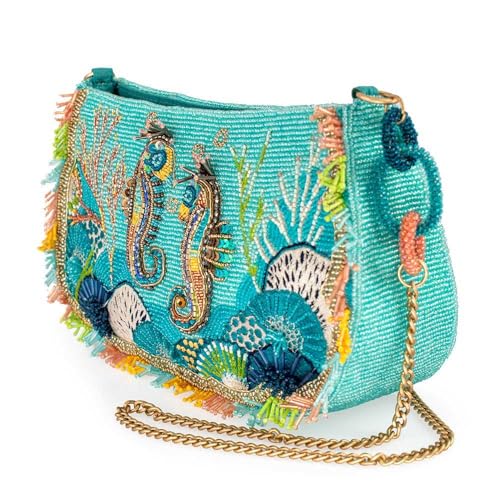 Mary Frances Reef Rider Beaded Crossbody Handbag Ocean Seahorse Embellished Purse Coral Themed Evening Bag, Multicolor4