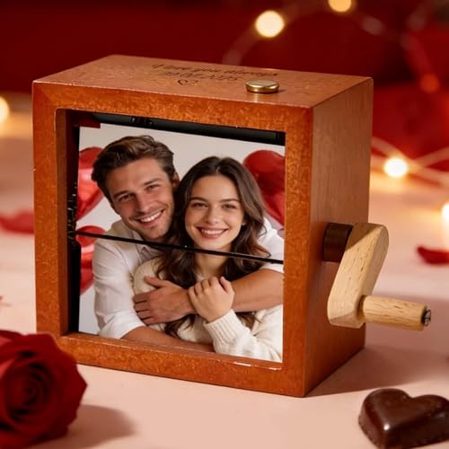 Regalos Originales para Mujer   Álbum de Fotos Personalizado con Manivela, Música y Luz LED, Marco de Libro de Fotos Personalizado, Regalos San Valentín para Hombre, Mujer y Parejas