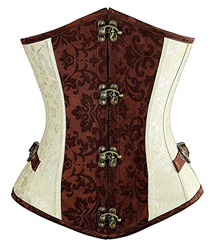Martya Damen Stahlknochen Unterbrust Korsett Steampunk Kunstleder Corsage Bustier Cover