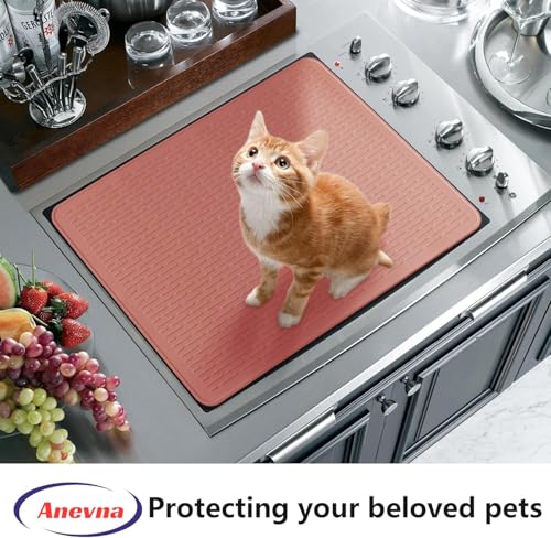 Image of Stove Top Cover for Electric Stove- Range Covers for Electric Stove,Silicone XXL Dish Drying Mat, Glass Cooktop Covers, Flat RV Range top Mats (Rosy, 28 inchx20 inch)