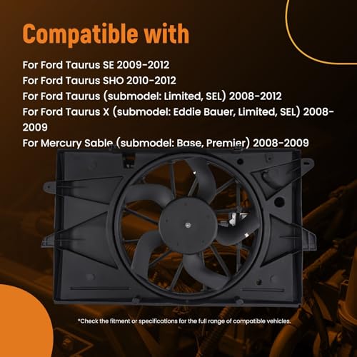 Image of maXpeedingrods 621-045 Radiator Cooling Fan for Ford Taurus Single Fan 2008-2012 with Control Module, for Mercury Sable 2008-2009, for Lincoln MKS 2009-2012, 621890 8G1Z8C607A 8G1Z8C607B FO3115174