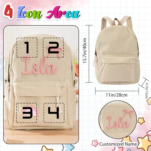 Custom Corduroy Backpack for Kids Toddler Personalized Backpack for Girls Boys Custom Bookbag School Backpacks3
