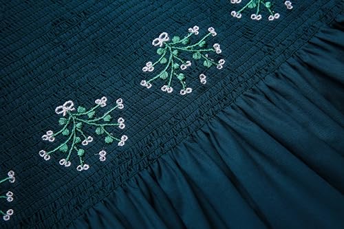 Girls Winter Christmas Red Smocked Dresses Kids Toddler Lovely Embroidery Casual Smocking Clothes4