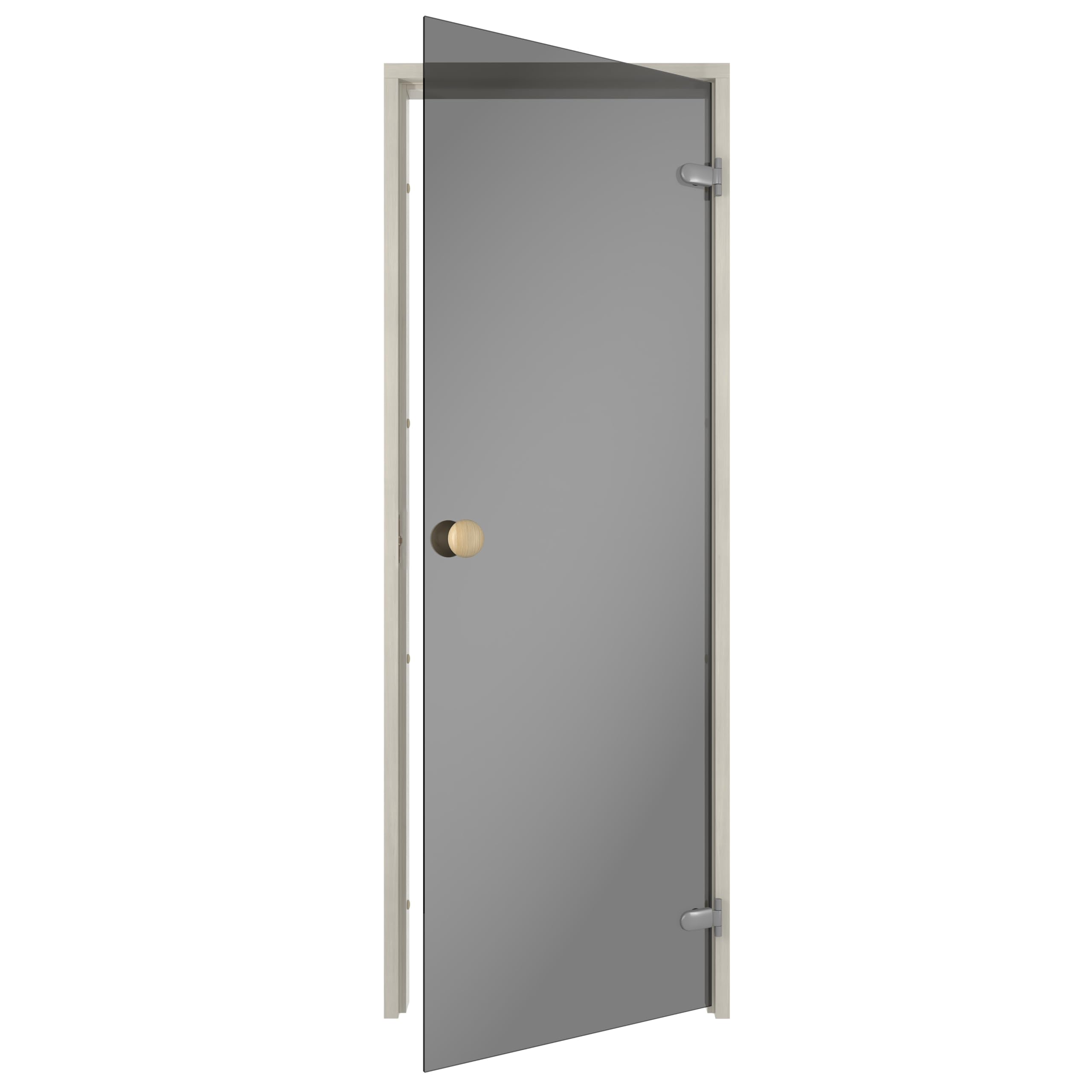 Porta sauna Sauflex ESSENTIAL – Vetro di sicurezza ESG 8 mm, telaio in legno laminato, montaggio a destra/sinistra (Grigio/Betulla, 70x200)