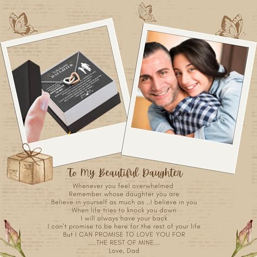 LOTUS-A Silver Necklace Daughter Gifts from Dad - S925 Interlock Heart Necklace with a Message Card Present to My Grown Teen Girls from Father on Daughter's Mother's Day Christmas Birthday Graduation3