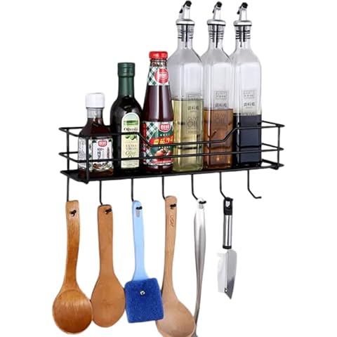 Al Hayy Wall Mounted Spice Rack with Hooks Cover
