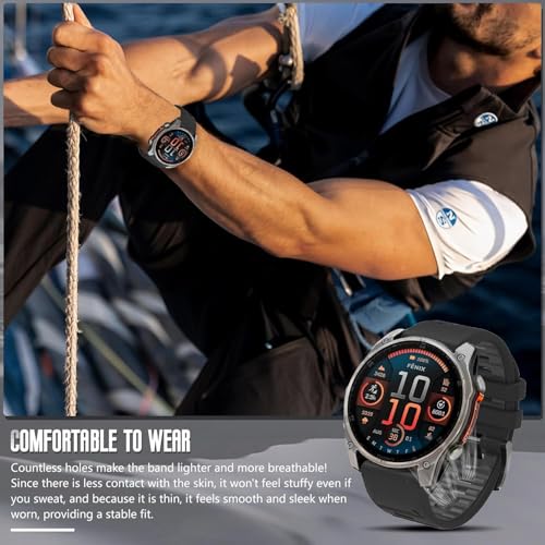 Image of Zitel Band Compatible with Garmin Fenix 8 AMOLED 51mm /8 Pro 51mm, Fenix 7X /7XPro, 6X /6X Pro, 5X /5X Plus, 3 /3 HR, Descent MK1 /2i /3i, Enduro 3 /2 - Quickfit 26mm Silicone Sport Strap