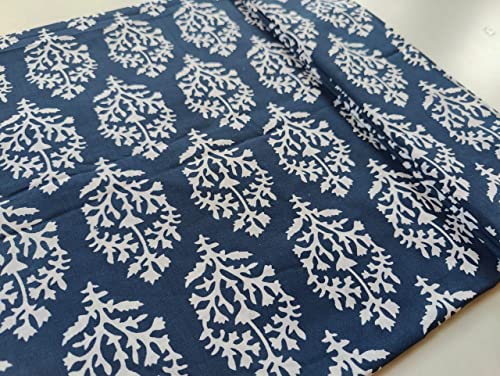 Image of Floral Printed Cotton Print Fabric Cloth Block Print Floral Print Fabric Running Jaipuri Hand Block Printed Women Dress Material Kurtis Natural 44 inch Inches Width 2.5 Meter (Pattern 18)