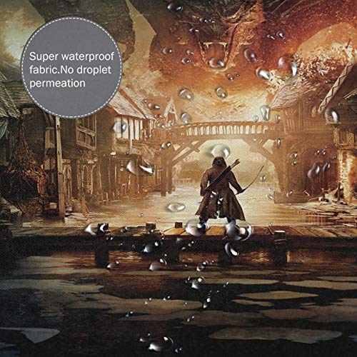 URBBR Hobbi-t Shower Curtains for Bathroom, 72x72 Inch Polyester Resistant 3D Printing Waterproof Shower Curtain - 12 Plastic Hooks