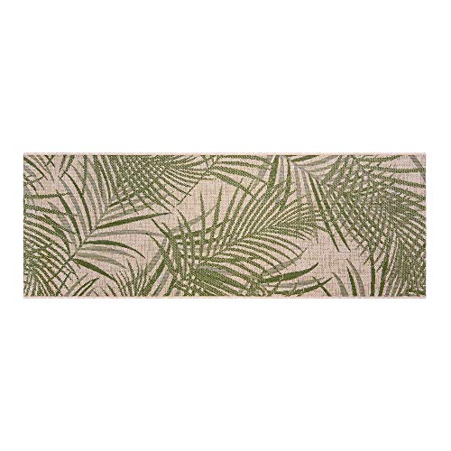 Gertmenian Indoor/Outdoor Flatweave Area Rug - 2x6 Runner, Stain & UV Resistant, Ideal For Deck, Patio, Poolside, Mudroom - Royal Palm Leaf, Green, 21962