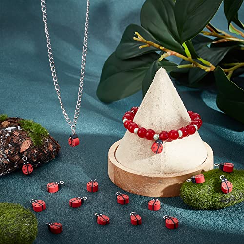SUPERFINDINGS 100Pcs Ciondoli Coccinella Rossa