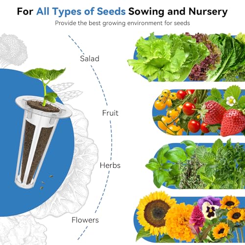 67pcs Hydroponic Pods Kit for Inbloom, AeroGarden, iDOO, Grow Anything Kit for Indoor Garden Growing System Seed Pods Kit Includes 30 Grow Sponges, 12 Baskets, 12 Domes, 12 Stickers, A&B Plant Food - Image 8