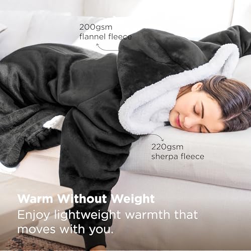 Bedsure Sherpa Wearable Blanket Hoodie — Flannel-Lined Oversized Hoodie Blanket — view 2
